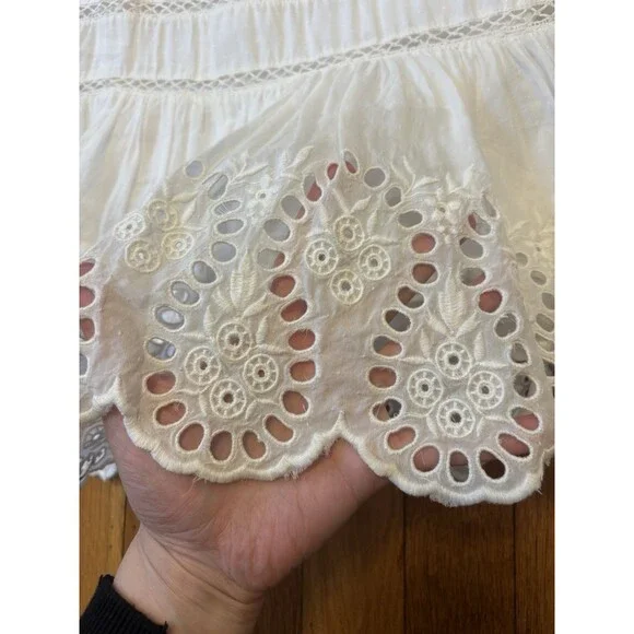 Sea New York Marina White Eyelet Long Sleeve Dress Lace Embroidered Size L - Picture 2 of 16